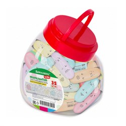 Текстовыделитель мини BRAUBERG KIDS &quot;CUTE CATS PASTEL&quot;, АССОРТИ В ПЛАСТИКОВОЙ БАНКЕ, линия 1-5 мм, 152434.