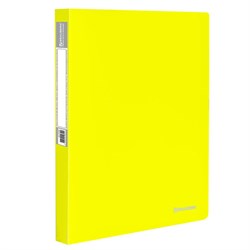 Папка на 2 кольцах BRAUBERG "Neon", 25 мм, внутренний карман, неоновая, желтая, до 170 листов, 0,7 мм, 227457 - фото 11383584
