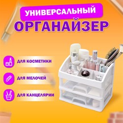 Органайзер для хранения косметики, канцтоваров, мелочей ДВА УРОВНЯ, 20х17х23,5 см, DASWERK, 608478 - фото 11703824