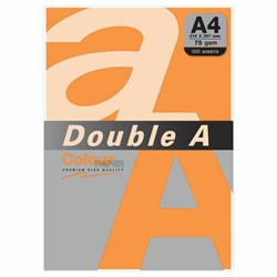 Бумага цветная DOUBLE A, А4, 75 г/м2, 100 л., неон, оранжевая - фото 11744670