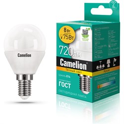 Светодиодная лампа Camelion LED8-G45/830/E14 - фото 11893793