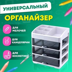 Органайзер для хранения косметики, канцтоваров, мелочей ТРЕХУРОВНЕВЫЙ 31,5x27,7x21 см, DASWERK, 608474 - фото 11985928