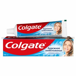 Зубная паста 100 мл COLGATE "Бережное отбеливание", с фторидом и кальцием, 7891024188279 - фото 12246627