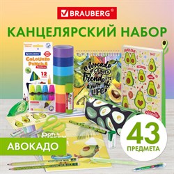 Набор канцелярии подарочный BRAUBERG "AVOCADO", 18 наименований, 43 предмета, 880951 - фото 12452194