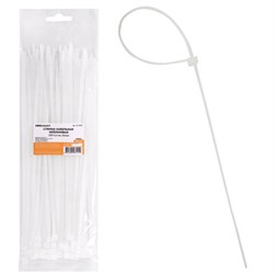 Хомуты (стяжки), нейлоновые, 3,6 мм х 250 мм, комплект 100 шт., белые, европодвес, 57-0250 - фото 12474805