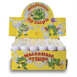 Мыльные пузыри "Крокодил" с игрушкой на крышке, 50 мл, дисплей 36 шт., АТ, 15010 - фото 12552855