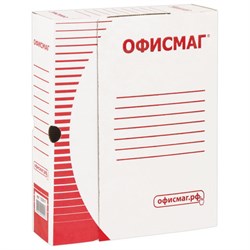 Короб архивный с клапаном А4 (260х325 мм), 75 мм, до 700 листов, плотный, микрогофрокартон, БЕЛЫЙ, ОФИСМАГ, 123017 - фото 12647346
