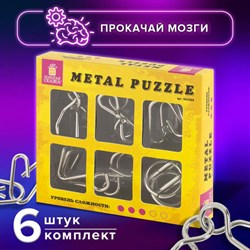 Головоломки металлические ЗОЛОТАЯ СКАЗКА (уровень сложности "ЛЮБИТЕЛЬ"), набор 6 штук, 662088 - фото 12677666