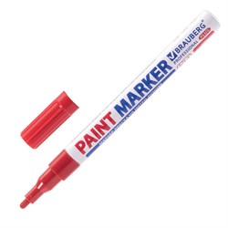 Маркер-краска лаковый (paint marker) 2 мм, КРАСНЫЙ, НИТРО-ОСНОВА, алюминиевый корпус, BRAUBERG PROFESSIONAL PLUS, 151440 - фото 13103372