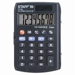 Калькулятор карманный STAFF STF-883 (95х62 мм), 8 разрядов, двойное питание, 250196 - фото 13110471