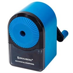 Точилка механическая BRAUBERG ULTRA для чернографитных и цветных карандашей, крепление к столу, цвет корпуса голубой с черным, 271342 - фото 13112383