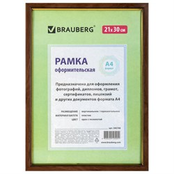 Рамка 21х30 см, пластик, багет 15 мм, BRAUBERG "HIT", орех с позолотой, стекло, 390708 - фото 13117526