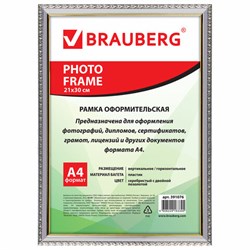 Рамка 21х30 см, пластик, багет 16 мм, BRAUBERG "HIT5", серебро с двойной позолотой, стекло, 391076 - фото 13117684