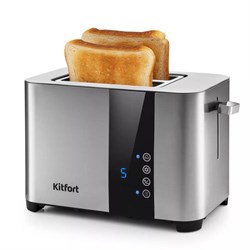 Тостер KITFORT KT-2047, 850 Вт, 2 тоста, 7 режимов, LED-дисплей, сталь, серебристый, КТ-2047 - фото 13122030