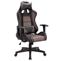 Кресло компьютерное BRABIX "GT Racer GM-100", две подушки, ткань, экокожа, черное/коричневое, 531819 - фото 13125830