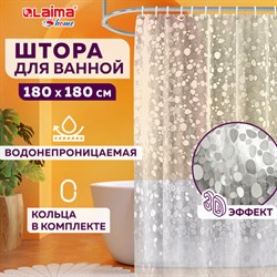 Штора для ванной комнаты WET STONES с 3D-эффектом водонепроницаемая, 180х180 см, LAIMA HOME, 608449 - фото 13131852