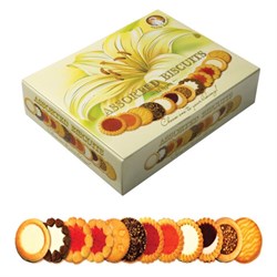 Печенье SANTA BAKERY, ассорти 12 видов, сдобное, 750 г, картонная коробка - фото 13132389