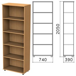 Шкаф (стеллаж) "Монолит", 740х390х2050 мм, 4 полки, цвет бук бавария, ШМ44.1 - фото 13133153