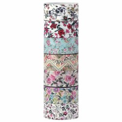 Клейкие WASHI-ленты для декора "ЦВЕТОЧНЫЙ МИКС", 15 мм х 3 м, 7 цветов, рисовая бумага, ОСТРОВ СОКРОВИЩ, 661707 - фото 13133994