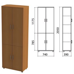 Шкаф закрытый "Монолит", 740х390х2050 мм, цвет орех гварнери (КОМПЛЕКТ) - фото 13136076