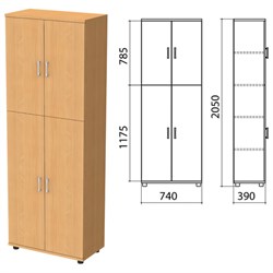Шкаф закрытый "Монолит", 740х390х2050 мм, цвет бук бавария (КОМПЛЕКТ) - фото 13136078