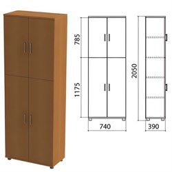 Шкаф закрытый "Монолит", 740х390х2050 мм, цвет орех гварнери (КОМПЛЕКТ) - фото 13136079