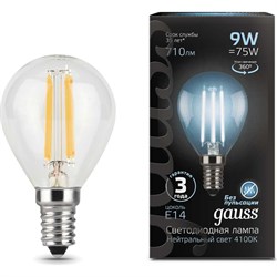 Лампа GAUSS LED Filament Шар - фото 13210347