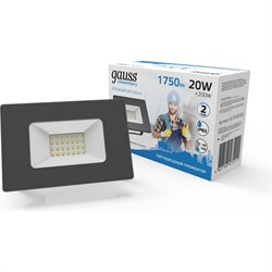 Светодиодный прожектор GAUSS LED 20W COB 180x140x93mm IP65 6500К 1/10 - фото 13229767