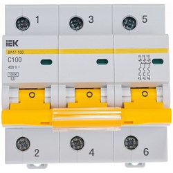 Модульный автомат IEK ВА 47-100 3п, C 100А, 10 кА - фото 13254927