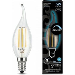 Лампа GAUSS LED Filament Свеча на ветру dimmable - фото 13295780