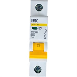 Модульный автоматический выключатель IEK ВА47-29 1п, B 3А, 4.5 кА - фото 13320264