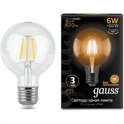 Лампа GAUSS LED Filament G95 E27 6W 2700K - фото 13335010