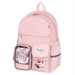 Рюкзак BRAUBERG PASTEL с термонашивками в комплекте, "Anime kitten", персиковый, 40х29х14 см, 272065 - фото 13355738