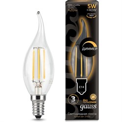 Лампа GAUSS LED Filament Свеча на ветру dimmable - фото 13467724