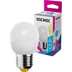 Светодиодная лампа Космос LED Экономик GL45 7.5Вт 220В E27 3000К - фото 13474104