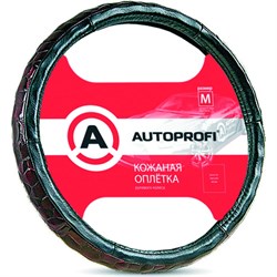 Оплетка руля AUTOPROFI AP-156 BK M - фото 13475233