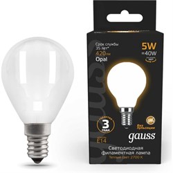 Лампа GAUSS LED Filament Шар OPAL - фото 13496011