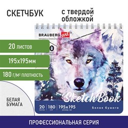 Скетчбук, белая бумага 180 г/м2, 195х195 мм, 20 л., гребень, твердая обложка, BRAUBERG ART CLASSIC, 112994 - фото 13549749