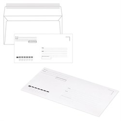 Конверты Е65 (110х220 мм), отрывная лента, "Куда-Кому", 80 г/м2, КОМПЛЕКТ 1000 шт. - фото 13550268