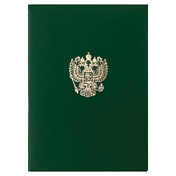 Папка адресная бумвинил с гербом России, формат А4, зеленая, индивидуальная упаковка, STAFF "Basic", 129581 - фото 13550532