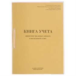 Книга учета движения трудовых книжек и вкладышей к ним, 32 л., сшивка, плобма, обложка ПВХ, 130203 - фото 13550671