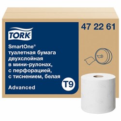 Бумага туалетная 130 м, TORK (Система T9) SmartOne, КОМПЛЕКТ 12 шт., Advanced, 2-слойная, белая, 472261 - фото 13552048