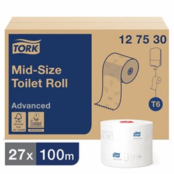 Бумага туалетная 100 м, TORK (Система Т6), комплект 27 шт., Advanced, 2-слойная, белая, 127530 - фото 13552116