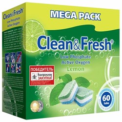 Таблетки для посудомоечных машин 60 шт. CLEAN&FRESH ALL-in-1, УТ000000338 - фото 13555365