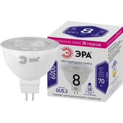 Линзованная светодиодная лампочка ЭРА STD LED Lense MR16-8W-860-GU5.3 - фото 13561197