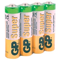 Батарейки КОМПЛЕКТ 4 шт. GP Super G-Tech AA (LR06, 15А), алкалиновые, пальчиковые, в пленке, 15AA21RA, 15ARS-2SB4 - фото 13562720