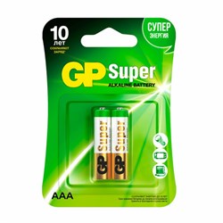 Батарейки КОМПЛЕКТ 2 шт., GP Super G-Tech, AAA (LR03, 24А), алкалиновые, мизинчиковые, блистер, 24A-2, 24A-2CR2 - фото 13562835