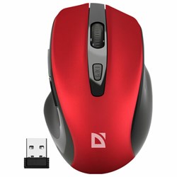 Мышь беспроводная DEFENDER Prime MB-053, USB, 5 кнопок + 1 колесо-кнопка, оптическая, красная, 52052 - фото 13563092
