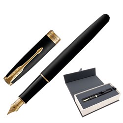 Ручка перьевая PARKER "Sonnet Core Matt Black GT", корпус черный матовый лак, позолоченные детали, черная, 1931516 - фото 13570878