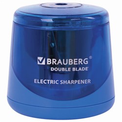 Точилка электрическая BRAUBERG DOUBLE BLADE BLUE, двойное лезвие, питание от 2 батареек AA, 229605 - фото 13571162